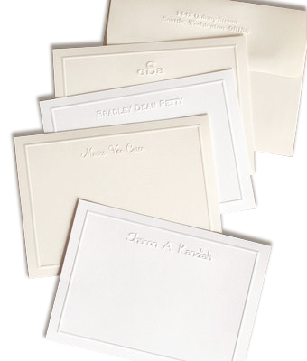 Simple Embossed Border Flat Note Cards - Embossed